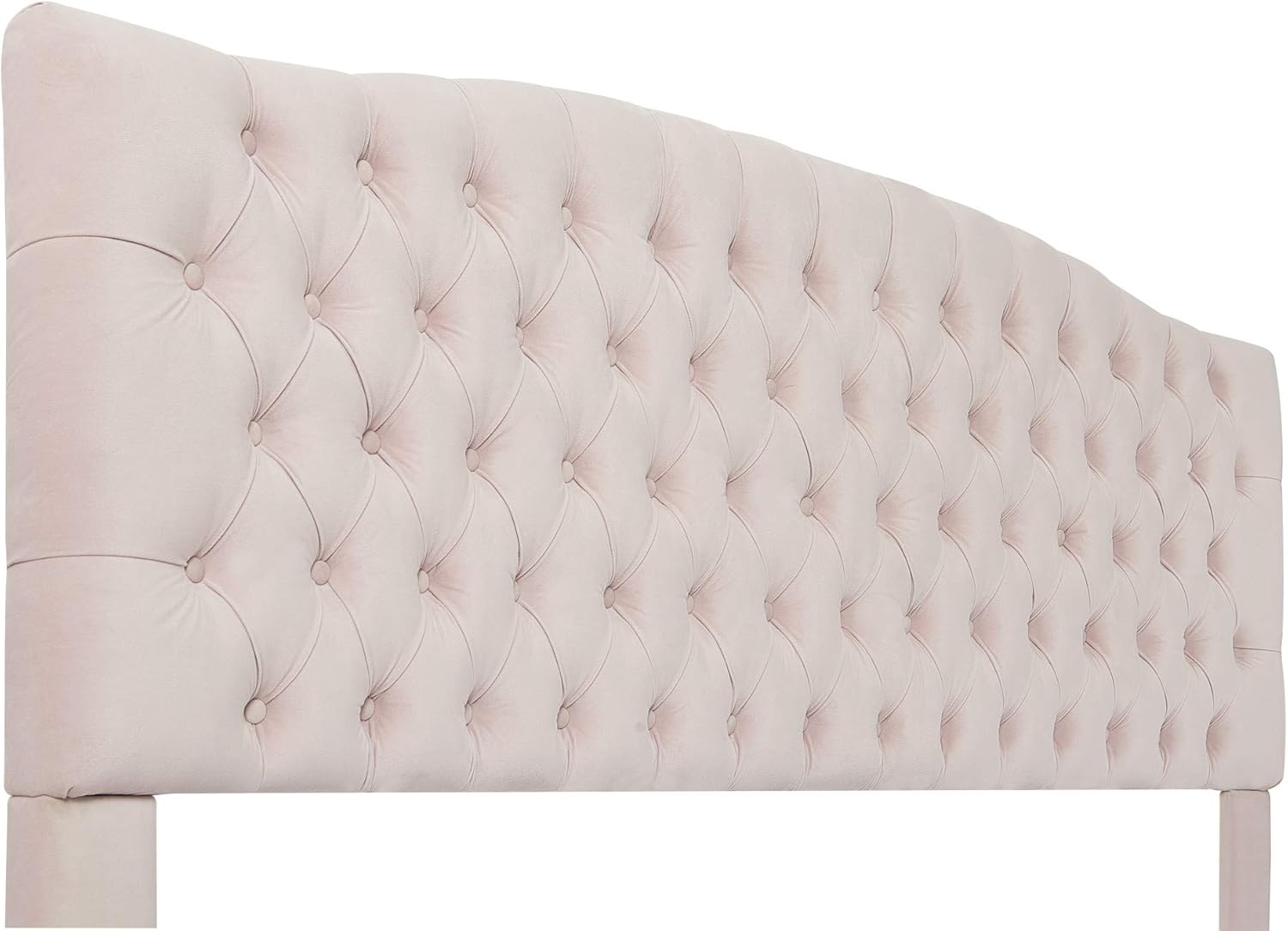 Elle Decor Celeste Tufted Upholstered Padded Headboard with Contemporary Button Tufting, Soft Linen-Textured Fabric, Queen Size, Blush Pink Velvet
