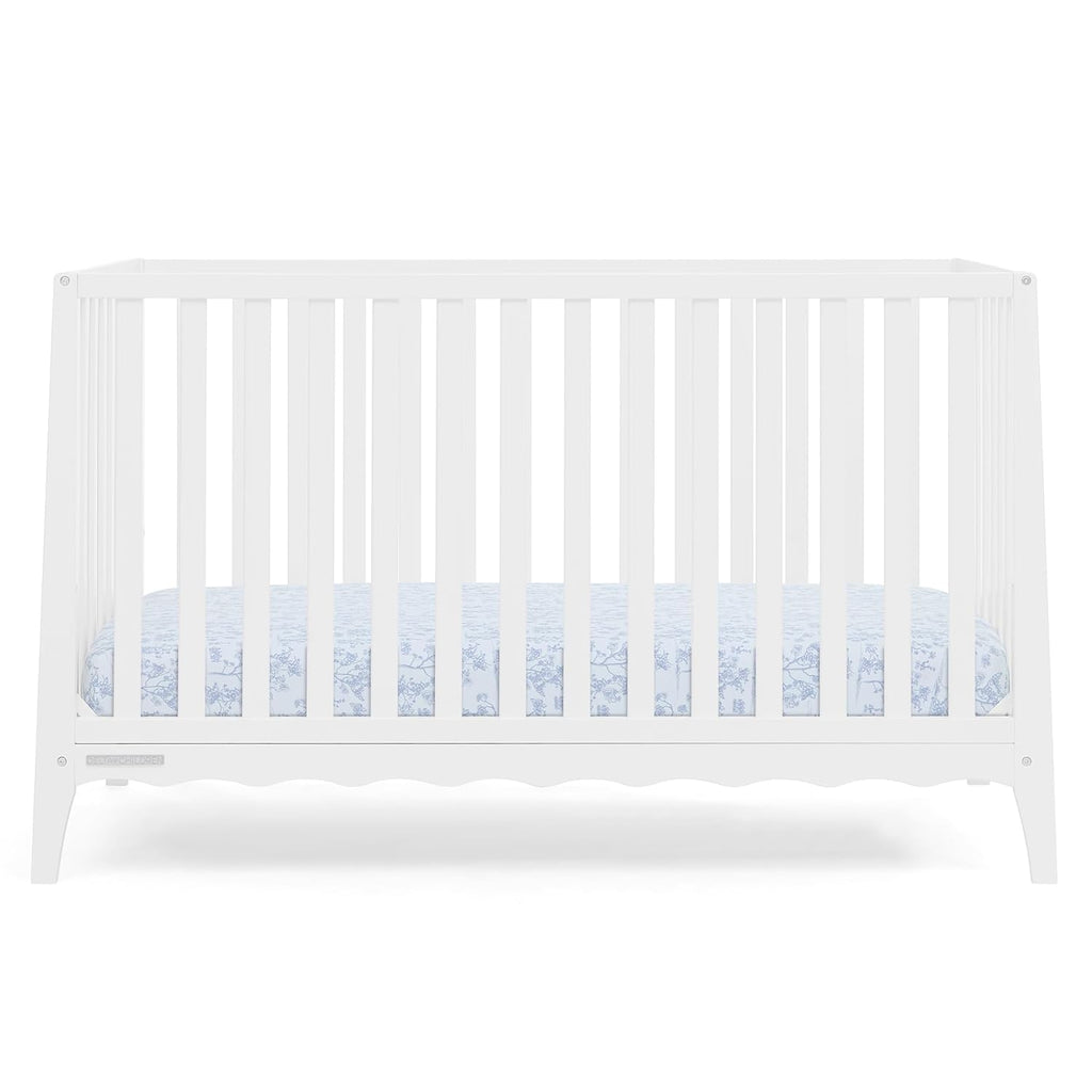 Delta Children Lulu 5-in-1 Convertible Crib, Converts to Toddler Bed, Daybed, Sofa & Full-Size Bed, Natural Wood, Fits Standard Crib Mattress, 3 Mattress Heights for Baby Nursery, Bianca White