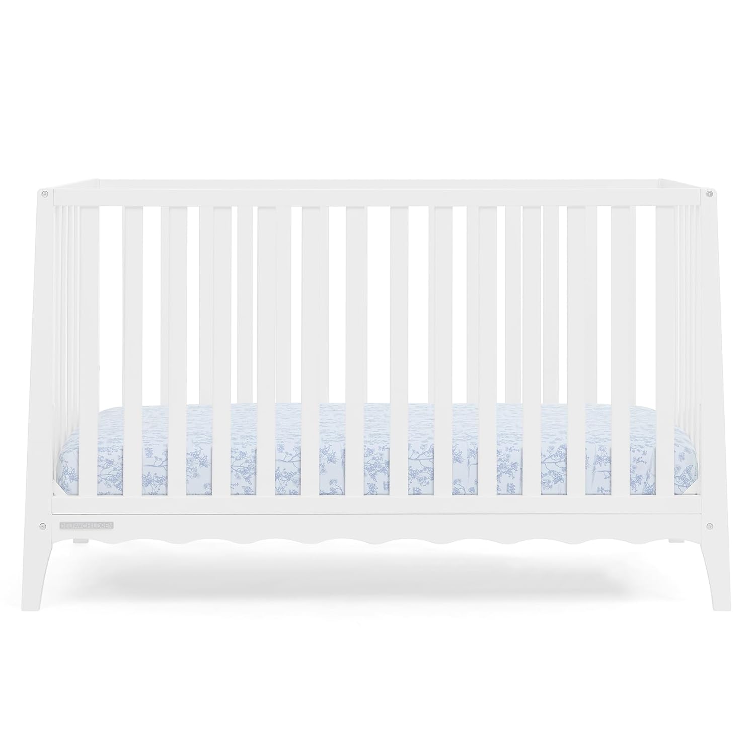 Delta Children Lulu 5-in-1 Convertible Crib, Converts to Toddler Bed, Daybed, Sofa & Full-Size Bed, Natural Wood, Fits Standard Crib Mattress, 3 Mattress Heights for Baby Nursery, Bianca White