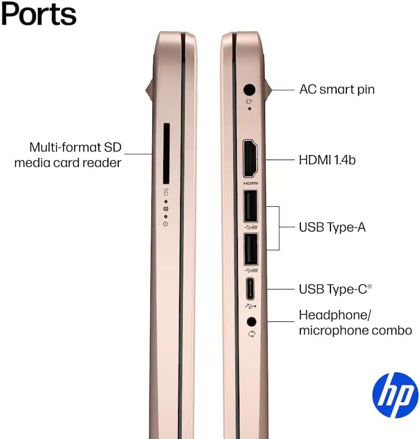 HP 14" Business Laptop, 1-Year Office 365 with Copilot AI, Dual-Core Intel Processor, Windows 11, PLUSERA 8-in-1 Hub Included, Rose Gold (Rose Gold, 8GB RAM | 576GB Storage)