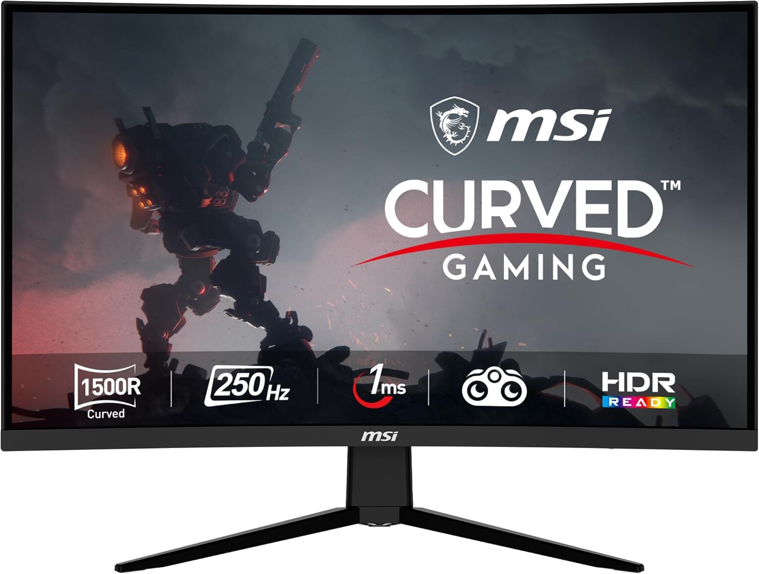 msi G32C4X, 32" Gaming Monitor, 1920 x 1080 (FHD) Curved Gaming Monitor, 1 ms, 250Hz, FreeSync, 1500R, HDMI, DisplayPort, Tilt Adjustable.