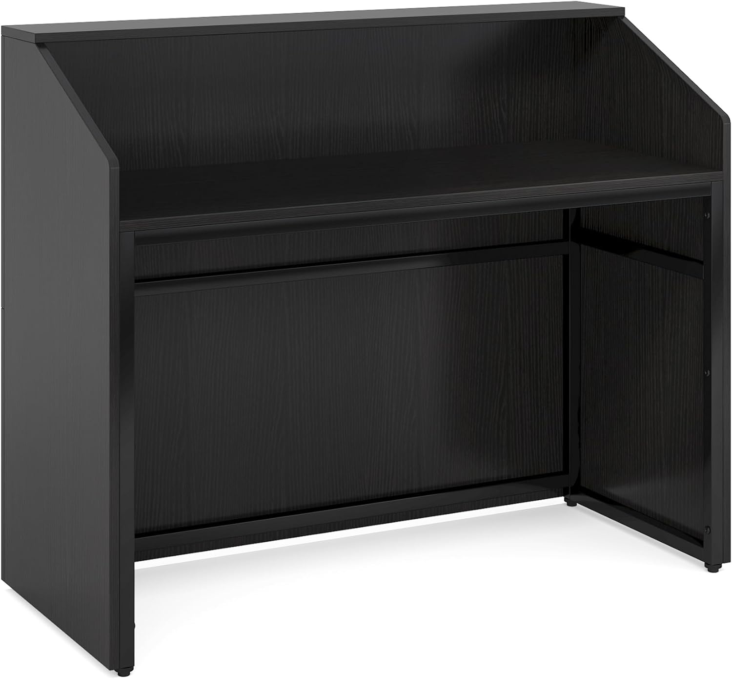 Tribesigns Reception Desk with Counter, Modern Front Desk Reception Room Table with Cable Grommet, 47 inch Retail Counter for Checkout, Lobby, Beauty Salon, Home Office Desk, Black