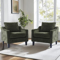 FLEXISPOT AC2 Accent Chairs Set of 2, Mid Century Modern Chenille Upholstered Armchairs with Padded Back, Comfy Reading Chairs for Living Room, Bedroom, Office & Small Spaces, Green