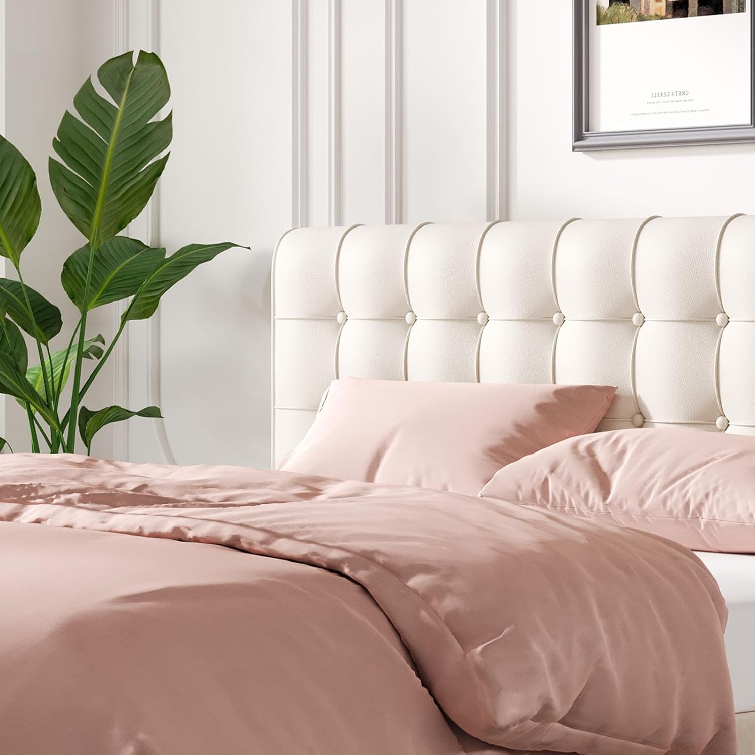 Upholstered Wall Mounted Headboard Queen Size with Removable Beige Cushion Peel and Stick Headboard Cover Soft Backrest for Dorm Bed Frame Bedroom Decor Washable Adhesive Head Board (Queen,Beige)