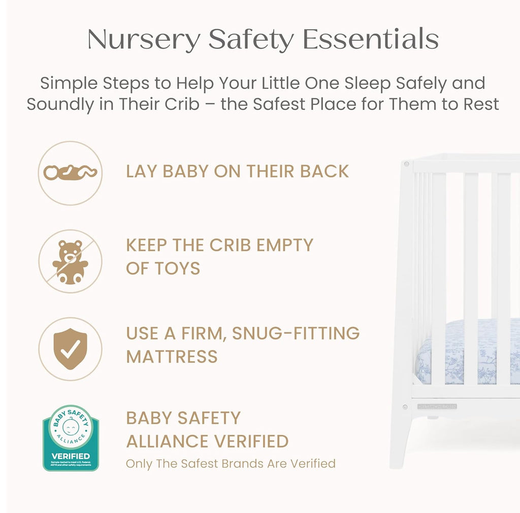 Delta Children Lulu 5-in-1 Convertible Crib, Converts to Toddler Bed, Daybed, Sofa & Full-Size Bed, Natural Wood, Fits Standard Crib Mattress, 3 Mattress Heights for Baby Nursery, Bianca White