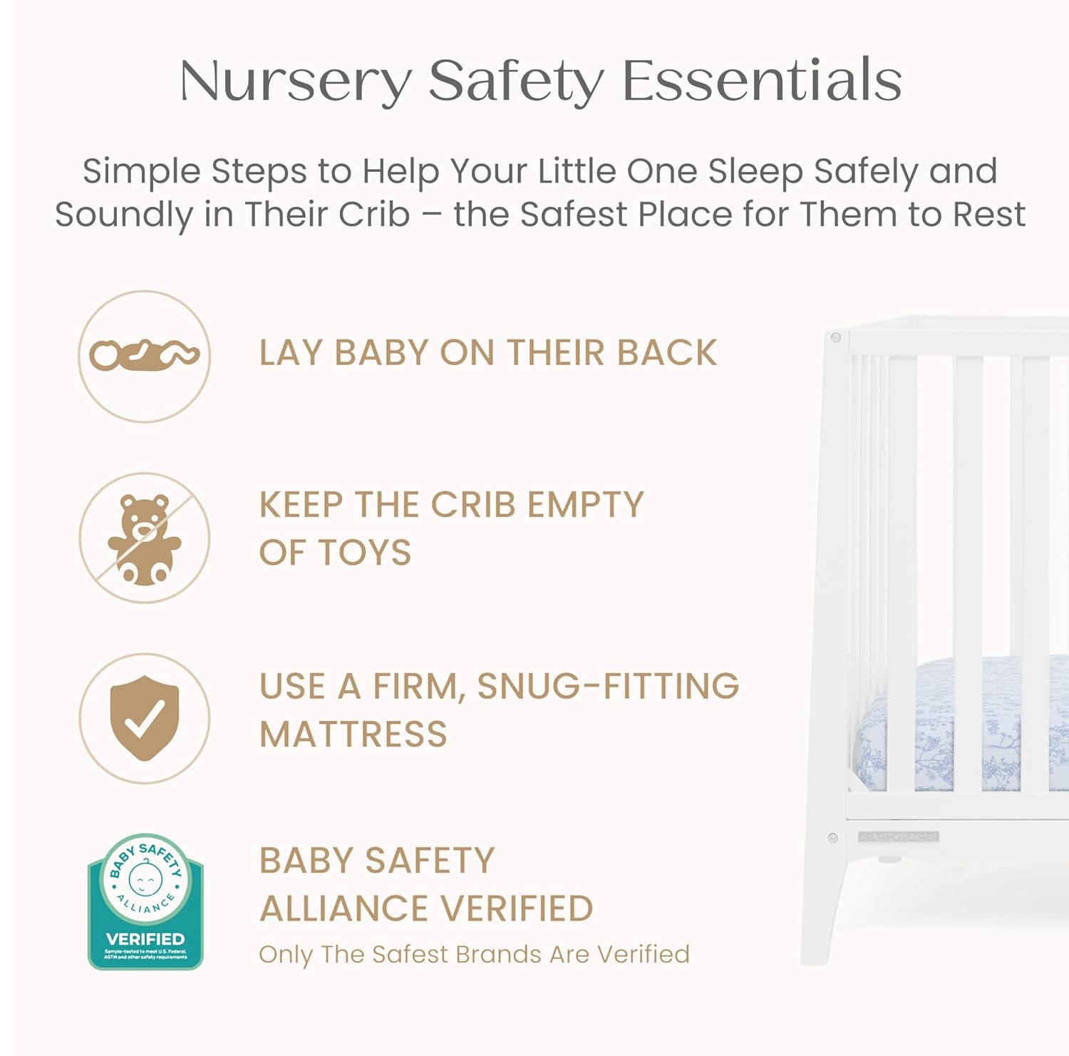 Delta Children Lulu 5-in-1 Convertible Crib, Converts to Toddler Bed, Daybed, Sofa & Full-Size Bed, Natural Wood, Fits Standard Crib Mattress, 3 Mattress Heights for Baby Nursery, Bianca White