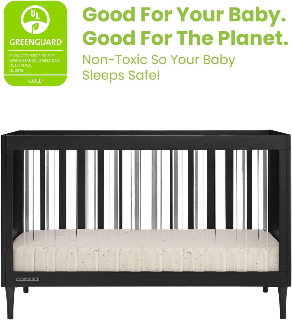 Delta Children Bowie 4-in-1 Convertible Acrylic Crib - Greenguard Gold Certified, Black Ebony