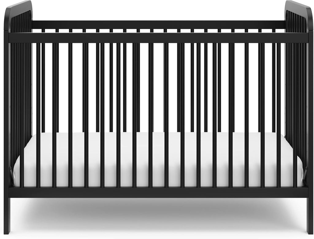Storkcraft Pasadena 3-in-1 Convertible Crib – GREENGUARD Gold Certified, 100% Solid Wood, Fits Standard Crib Mattress, Converts to Toddler Bed and Daybed, 4 Mattress Heights (Black)