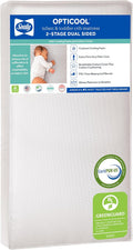 Sealy Baby OptiCool Breathable Crib Mattress, GREENGUARD GOLD Certified, Made in USA, Toddler Bed Fit, 2 Stage Cooling Memory Foam, Non Toxic, Airy Cotton Cover, Safety & Quality Tested, 52x28"
