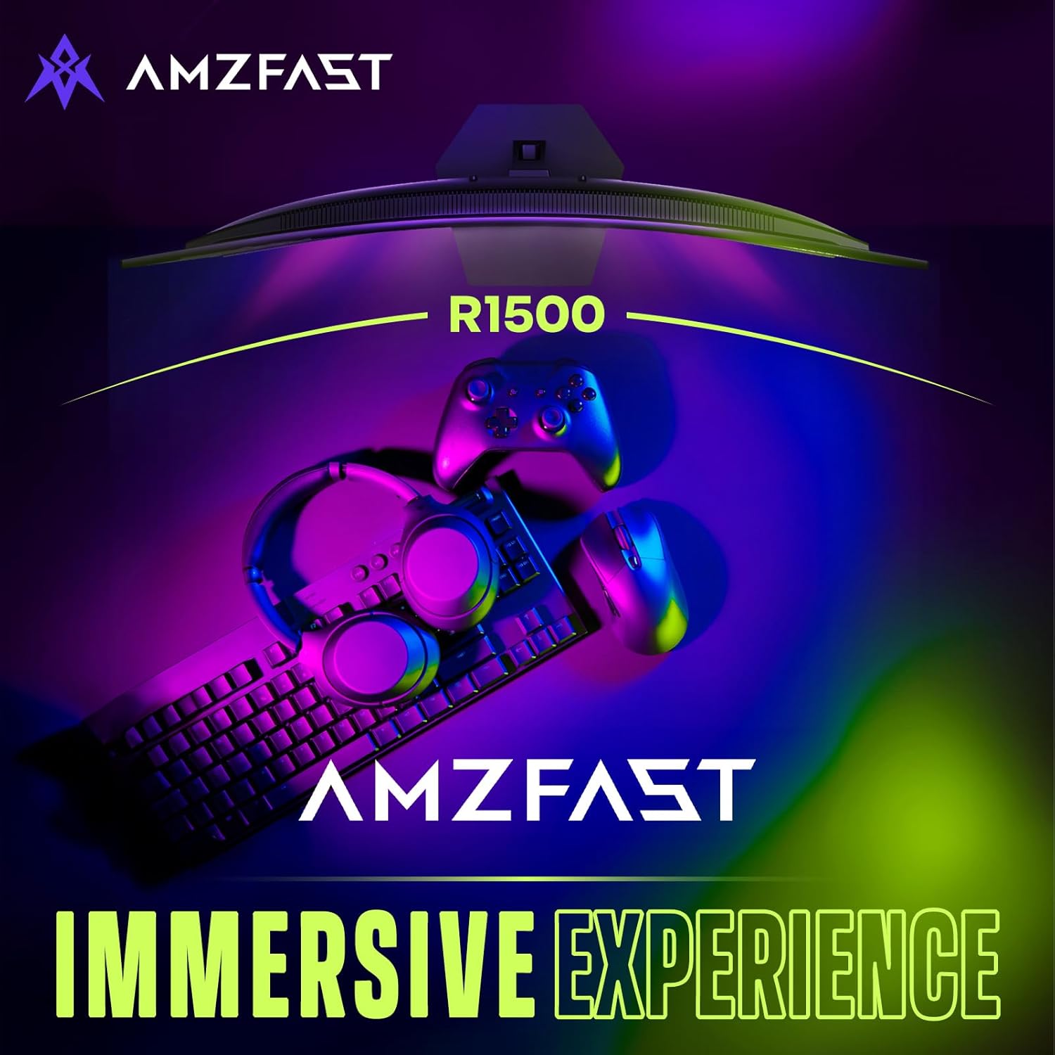 Amzfast 27 inch 200Hz Curved Gaming Monitor, FHD 1080p with Built-in Speakers, FreeSync, MPRT 1ms, 130% sRGB, 3000:1, 1500R, VESA Mount, HDMI 2.0&DP 1.4, 12 Months Warranty Exchange