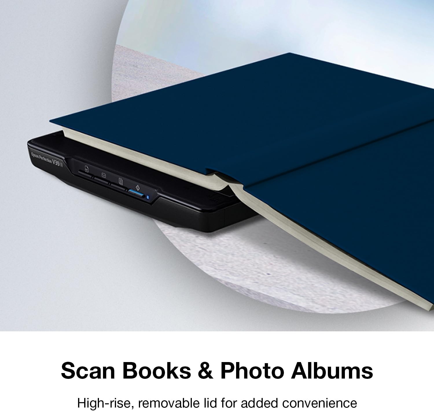 Epson - Perfection V39 II - Color Photo, Tax Receipt & Document Flatbed Scanner - 4800 dpi Optical Resolution - High-Rise, Removable Lid - Scan to Cloud - USB Power - Image Scanning - Black