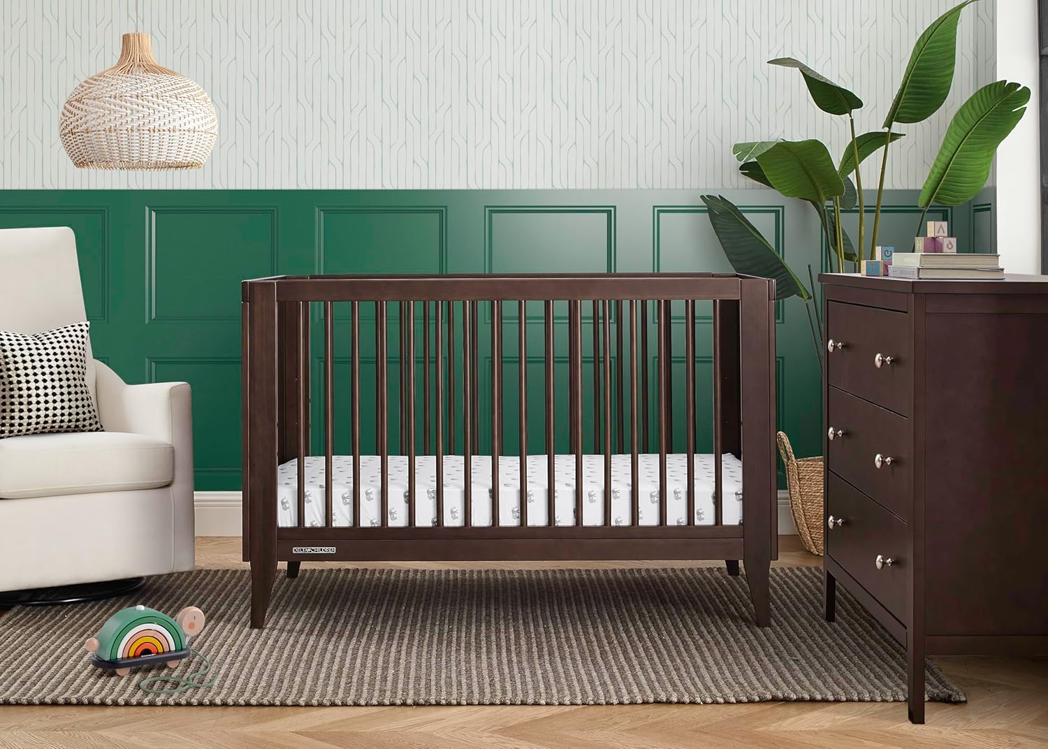 Delta Children Ollie 4-in-1 Convertible Crib - Greenguard Gold Certified, Walnut Espresso