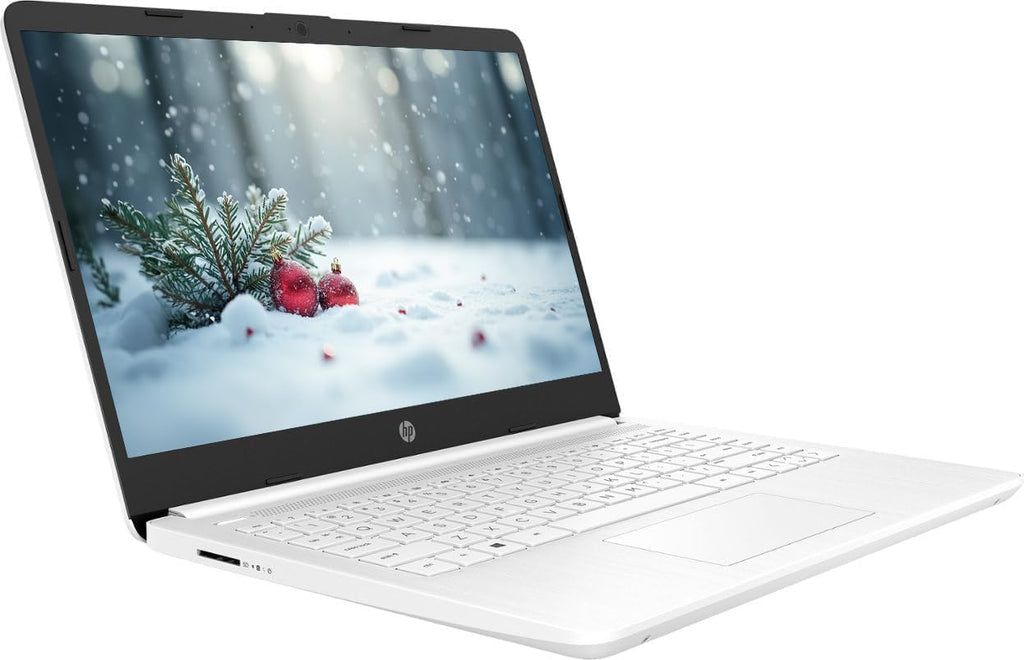 HP 14" Business Laptop, 1-Year Office 365 with Copilot AI, Dual-Core Intel Processor, Win 11, PLUSERA Earphones, Snowflake White–Best Value (Snowflake White, 16GB RAM | 1.1TB Storage)