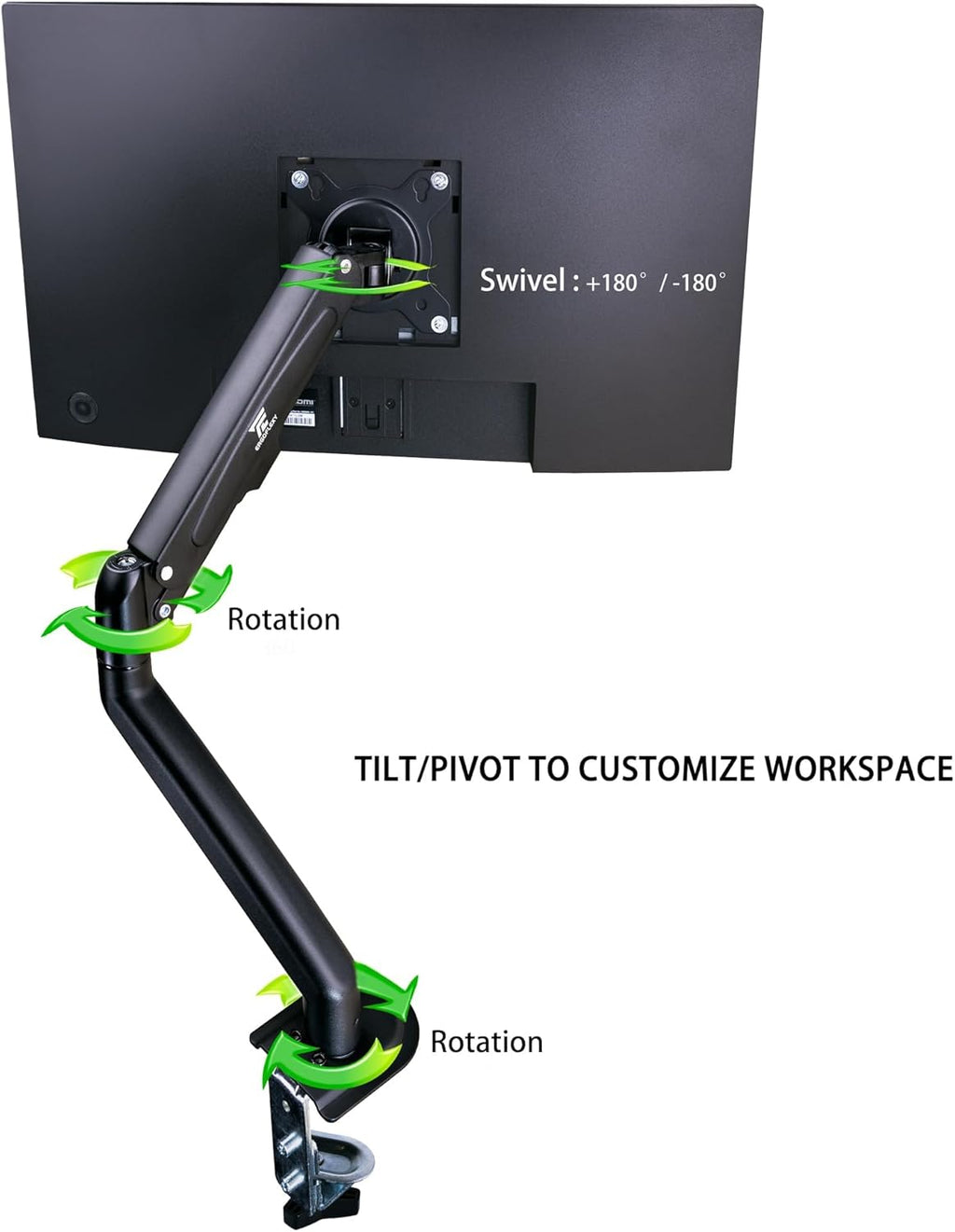 ASUS TUF 27" 240Hz FHD Curved Gaming Monitor, Adjustable Tilt/Swivel/Height, Adaptive-sync, AMD FreeSync Premium, VESA Mount, HDMI, Displayport & Black (VG27VQMY) w/DKZ Hub, ErgoFlexy Single Mount Arm