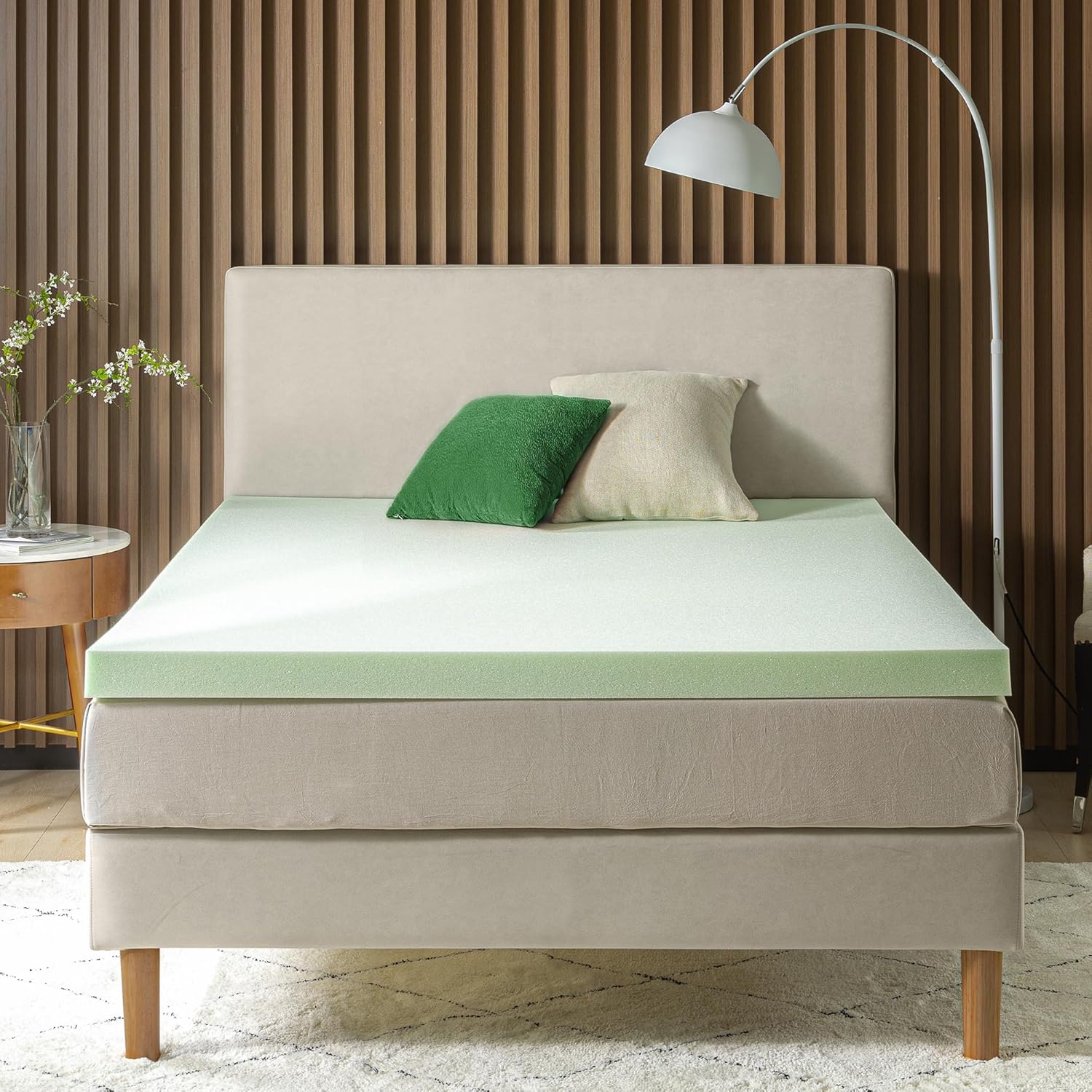ZINUS 3 Inch Green Tea Memory Foam Mattress Topper, Pressure-Relieving Layer, Ideal for Back Pain Relief, Compact WONDERBOX Packaging, CertiPUR-US Certified, King