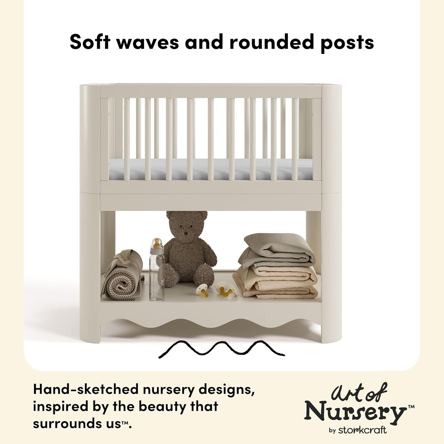 Storkcraft Casablanca 3-in-1 Convertible Bassinet – GREENGUARD Gold Certified Wood Baby Bassinet, Includes Water-Resistant Mattress, Converts to Toy Box and Bookcase (Frosted Oat)