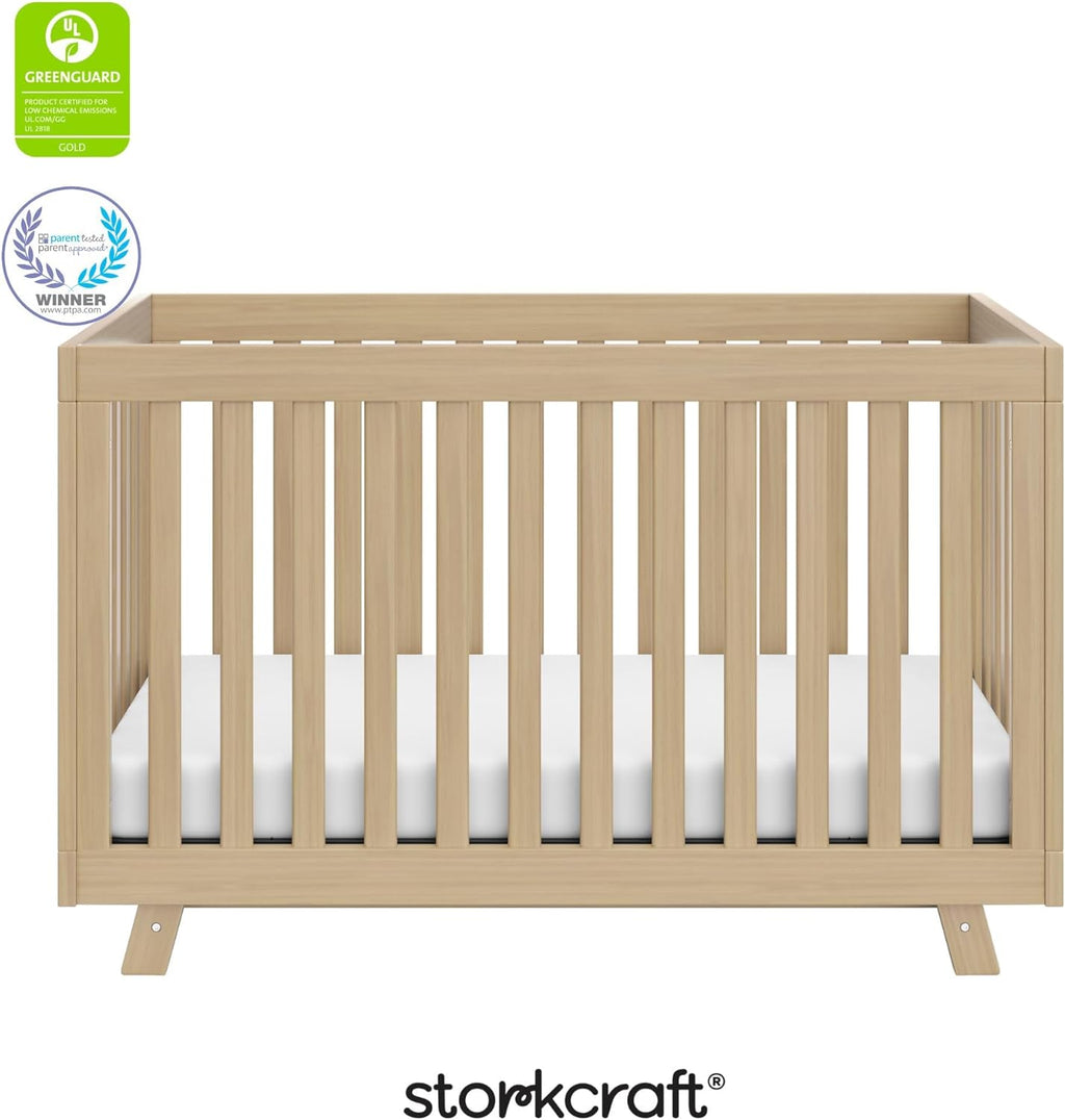 Storkcraft Beckett 3-in-1 Convertible Crib – GREENGUARD Gold Certified, Fits Standard Crib Mattress, Converts to Toddler Bed and Daybed, 4 Mattress Heights, Grow-with-Me Design (Driftwood)