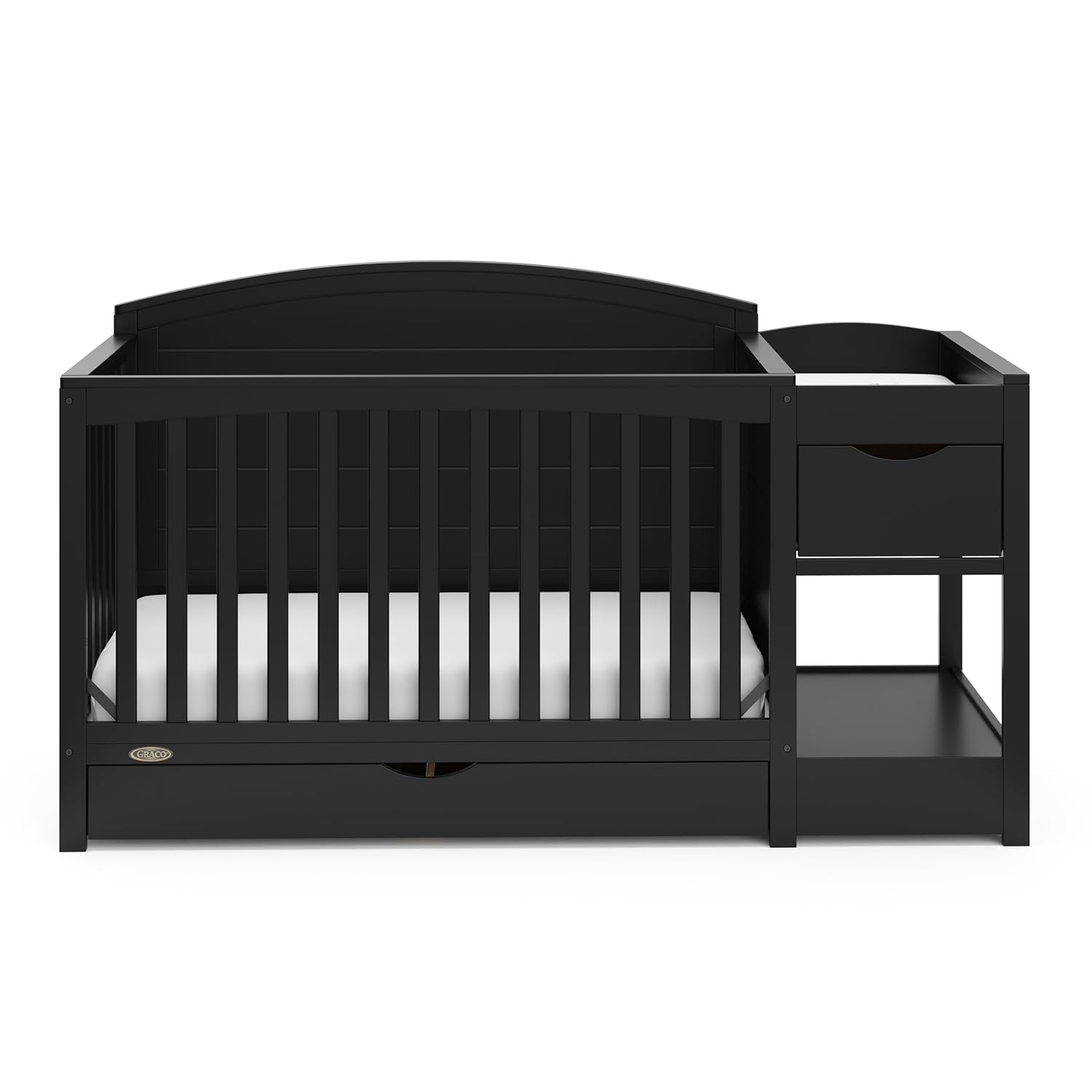 Graco Bellwood 5-in-1 Convertible Crib & Changer with Drawer - GREENGUARD Gold Certified, Full-Size Storage Drawer, Converts to Toddler Bed (Black)