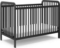 Storkcraft Pasadena 3-in-1 Convertible Crib – GREENGUARD Gold Certified, 100% Solid Wood, Fits Standard Crib Mattress, Converts to Toddler Bed and Daybed, 4 Mattress Heights (Black)