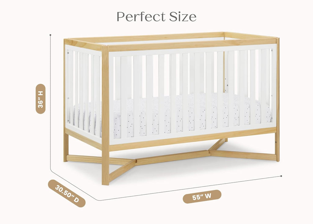 Delta Children Tribeca 4-in-1 Baby Convertible Crib, Bianca White/Natural