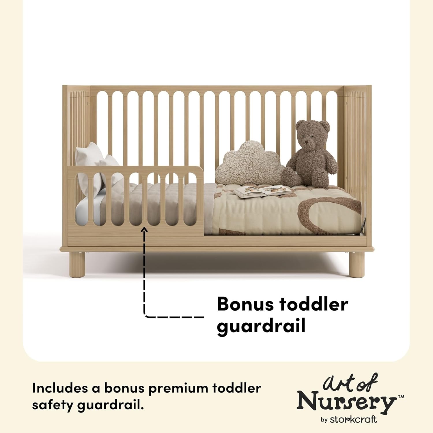 Storkcraft Sicily 3-in-1 Convertible Crib with Toddler Rail Included – GREENGUARD Gold Certified, 100% Solid Wood, Converts to Toddler Bed, Fits Standard Baby Crib Mattress (Driftwood)