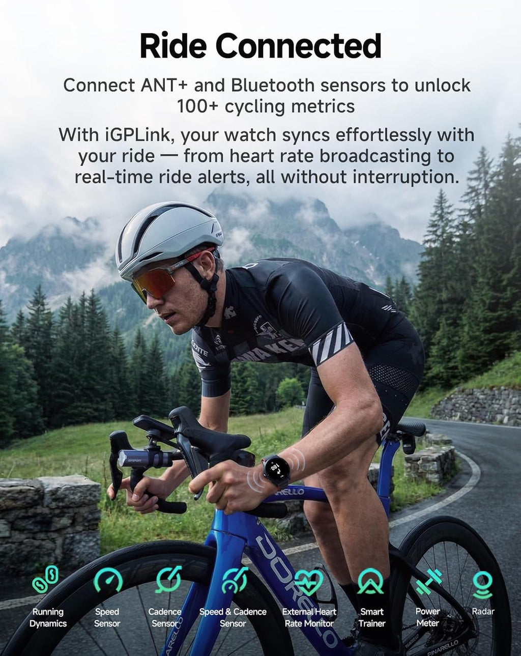 iGPSPORT VeRun GPS Sports Watch, 1.32'' AMOLED Display Running Training Metrics Plan Route Navigation ANT+ Bluetooth Black