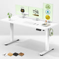 Veken 55 Inch Large Electric Standing Desk,Sit to Stand Up, Heights Adjustable, Work Home Office Computer Table for Study, Walking Pad, Writing, and Games, Wooden Desktop Desks, White