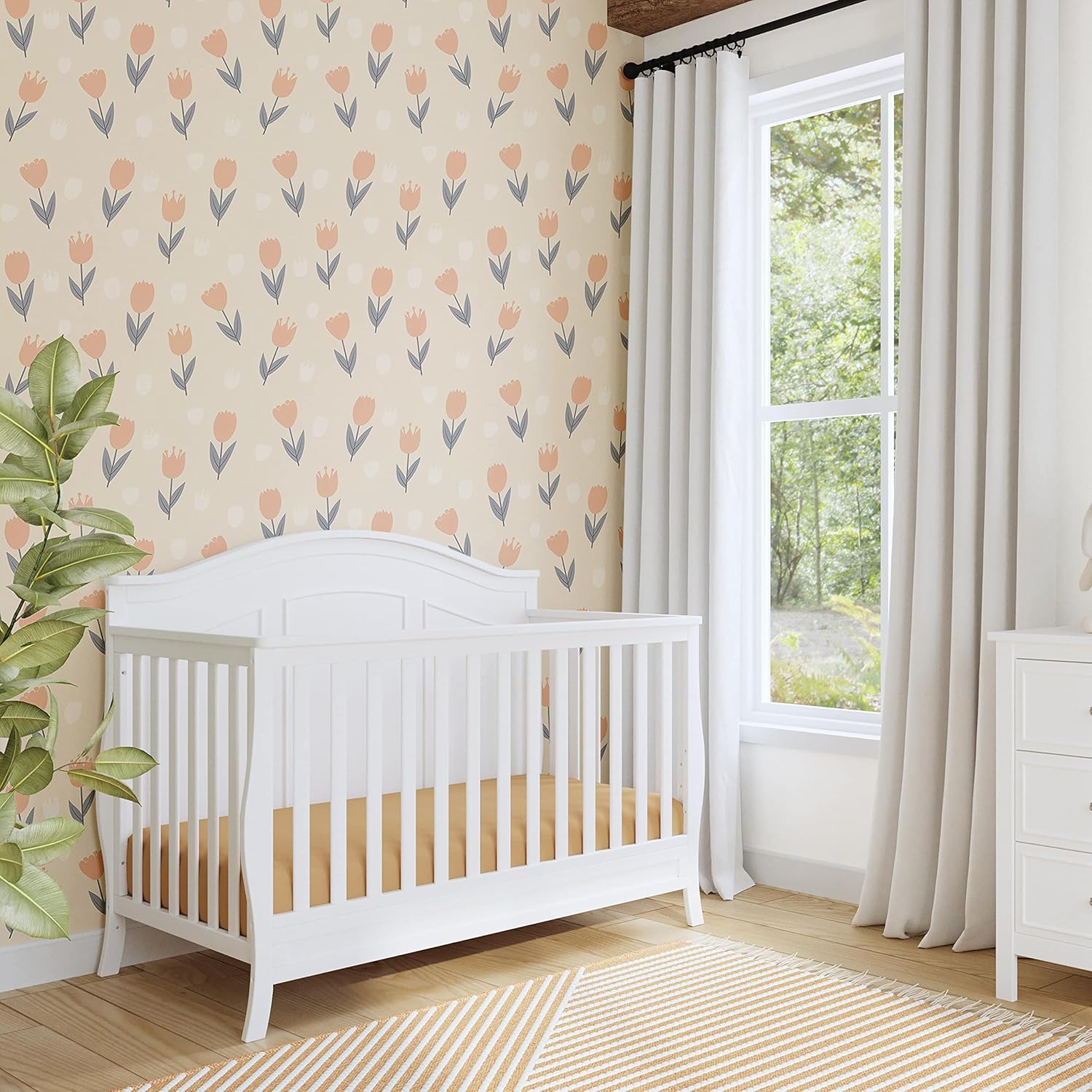 Davinci Emmett 4-in-1 Convertible Crib - GREENGUARD Gold Certified - Converts from Baby Crib to Toddler Bed, Daybed, and Full-Size Bed Effortlessly - 4 Adjustable Heights - Wooden White Crib