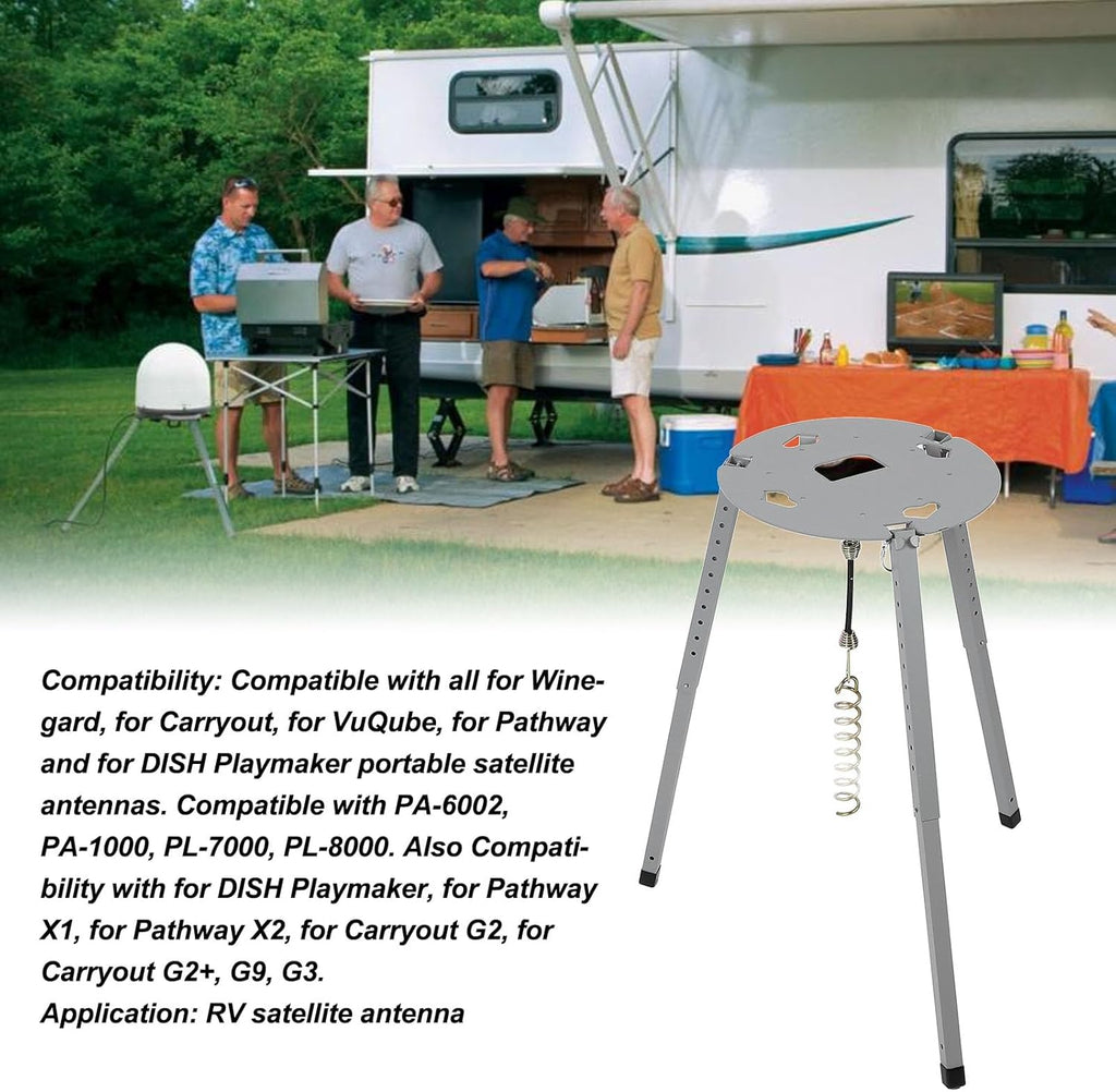 Satellite Tripod Mount TR 1518, 14.5 to 22 Adjustable Height Portable Dish Satellite Stand, Compatible with Carryout RV Satellite Antennas 11773