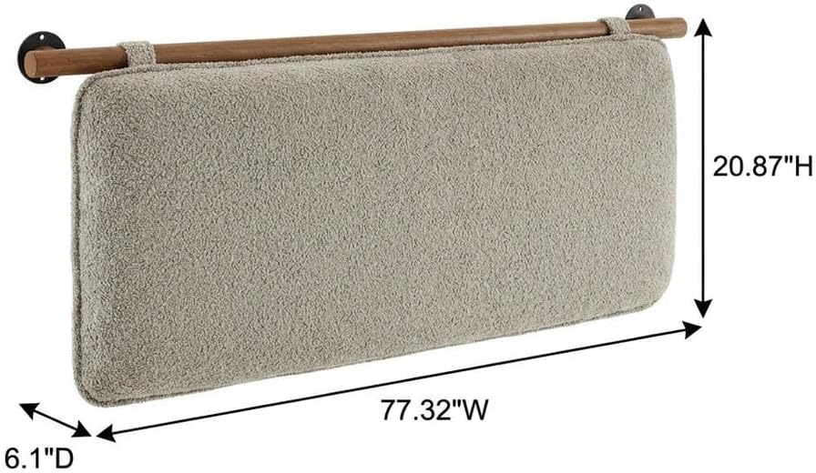 Furnifact Chenille Upholstered King Headboard Wall-Mounted Design, Soft Comfortable Fabric, Durable Structure, Elegant Style for Bedroom Decor, Single Piece