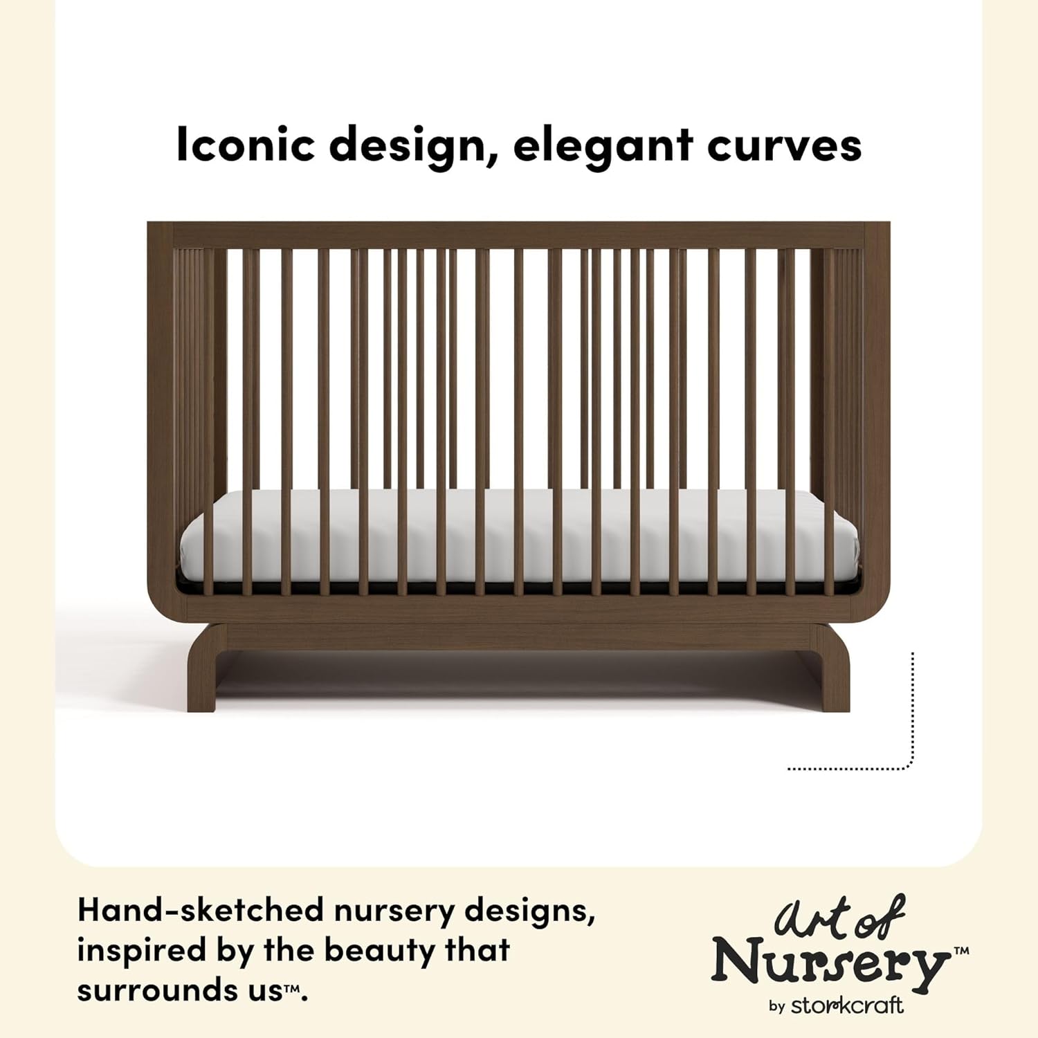 Storkcraft Santorini 5-in-1 Convertible Crib with Toddler Guardrail – GREENGUARD Gold Certified, Conversion Kit Included, 100% Solid Wood, Fits Standard Crib Mattress (Hazelnut)