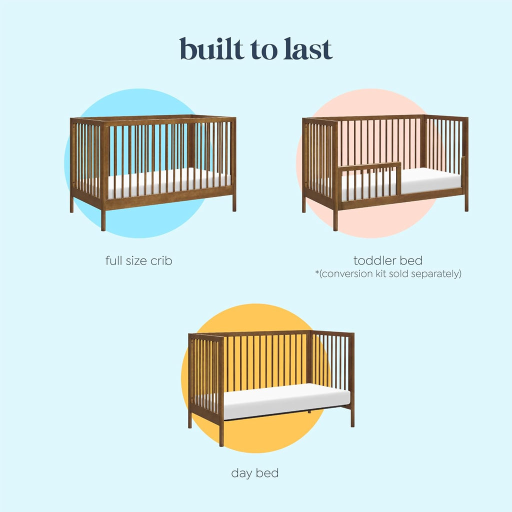 Davinci Birdie 3-in-1 Convertible Crib in Walnut, Converts from a Crib to a Toddler Bed and Day Bed, Easy to Assemble, Greenguard Gold Certified, 100% Solid Wood