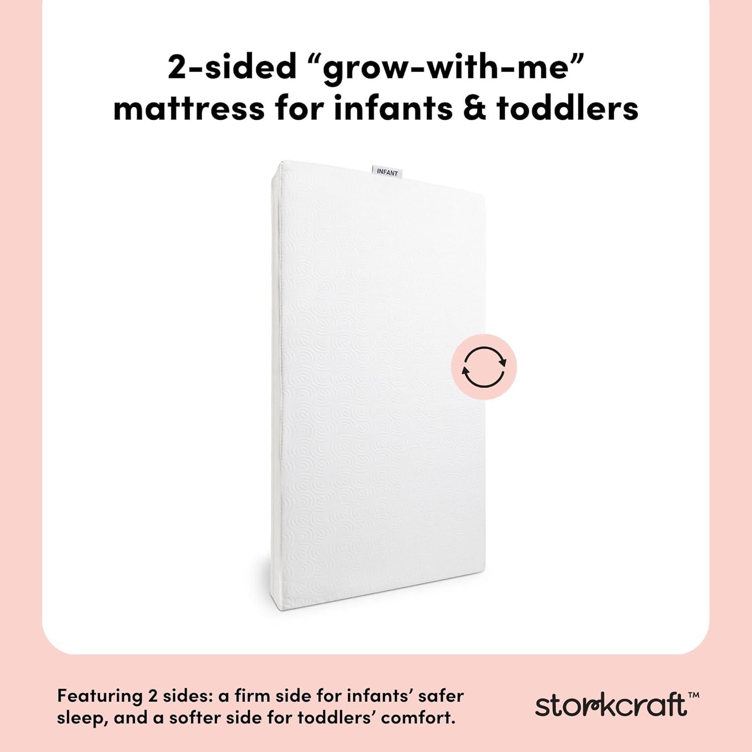 Storkcraft 6-Inch Grow-with-Me Crib & Toddler Mattress – Made in USA, Dual-Sided Baby Crib Mattress, Firm Support for Safe Sleep, GREENGUARD Gold Certified, Premium Soft Waterproof Washable Cover