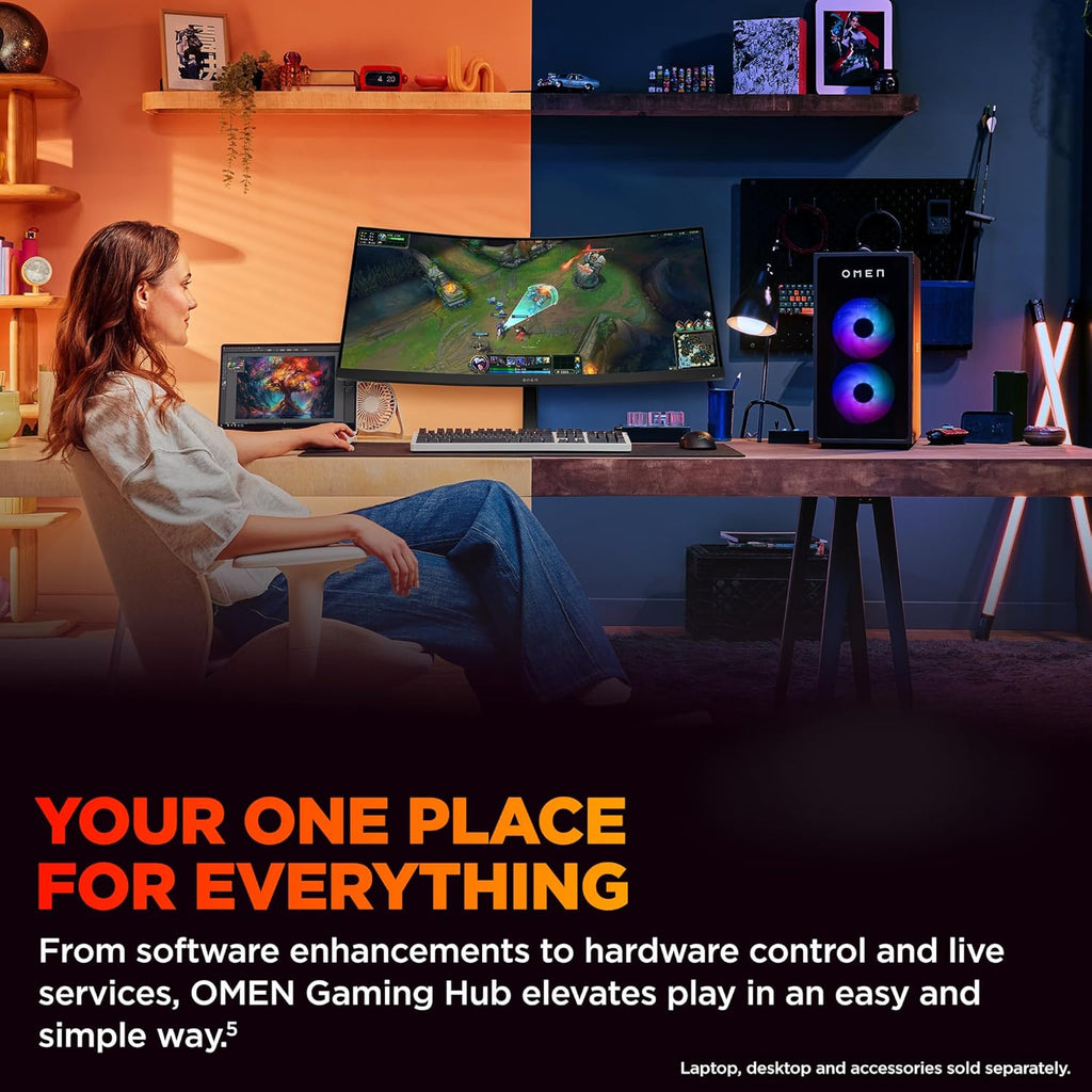 HP OMEN 34 inch WQHD 180Hz Curved Gaming Monitor, Wide QHD Display (3440 x 1440), VA Panel, VESA DisplayHDR 400, 1ms MPRT (with Overdrive), AMD FreeSync Premium Technology, Black, OMEN 34c G2 (2025)