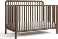 Storkcraft Porto 5-in-1 Convertible Crib with Toddler Guardrail – GREENGUARD Gold Certified, Toddler Bed Conversion Kit Included, 100% Solid Wood, Fits Standard Baby Crib Mattress (Hazelnut)