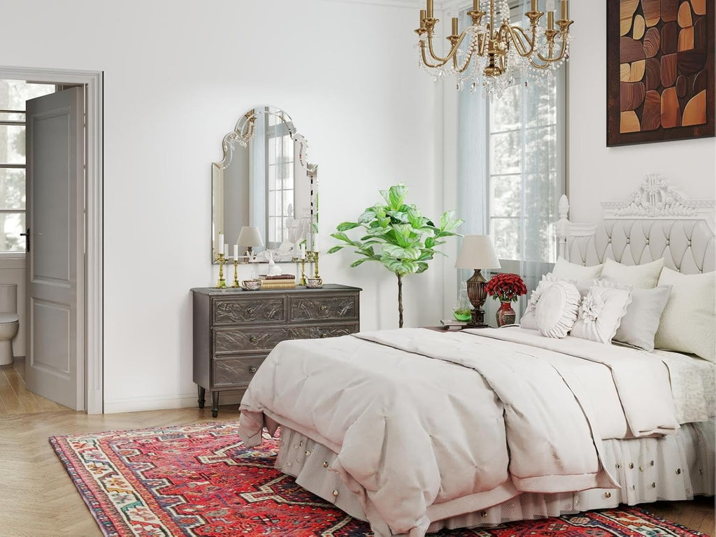Large Arched Mirror Wall Decor, 39.4"x27.6" Scalloped Decorative Wall Mirror with Beveled Glass Frame, Bathroom, Bedroom, Living Room, or Entryway