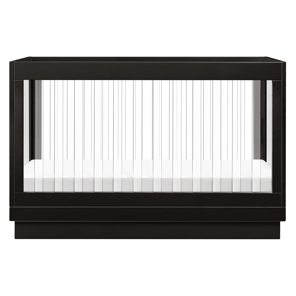 Babyletto Harlow Acrylic 3-in-1 Convertible Crib with Toddler Bed Conversion Kit in Black with Acrylic Slats, Greenguard Gold Certified