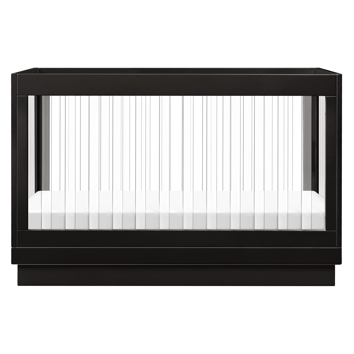 Babyletto Harlow Acrylic 3-in-1 Convertible Crib with Toddler Bed Conversion Kit in Black with Acrylic Slats, Greenguard Gold Certified