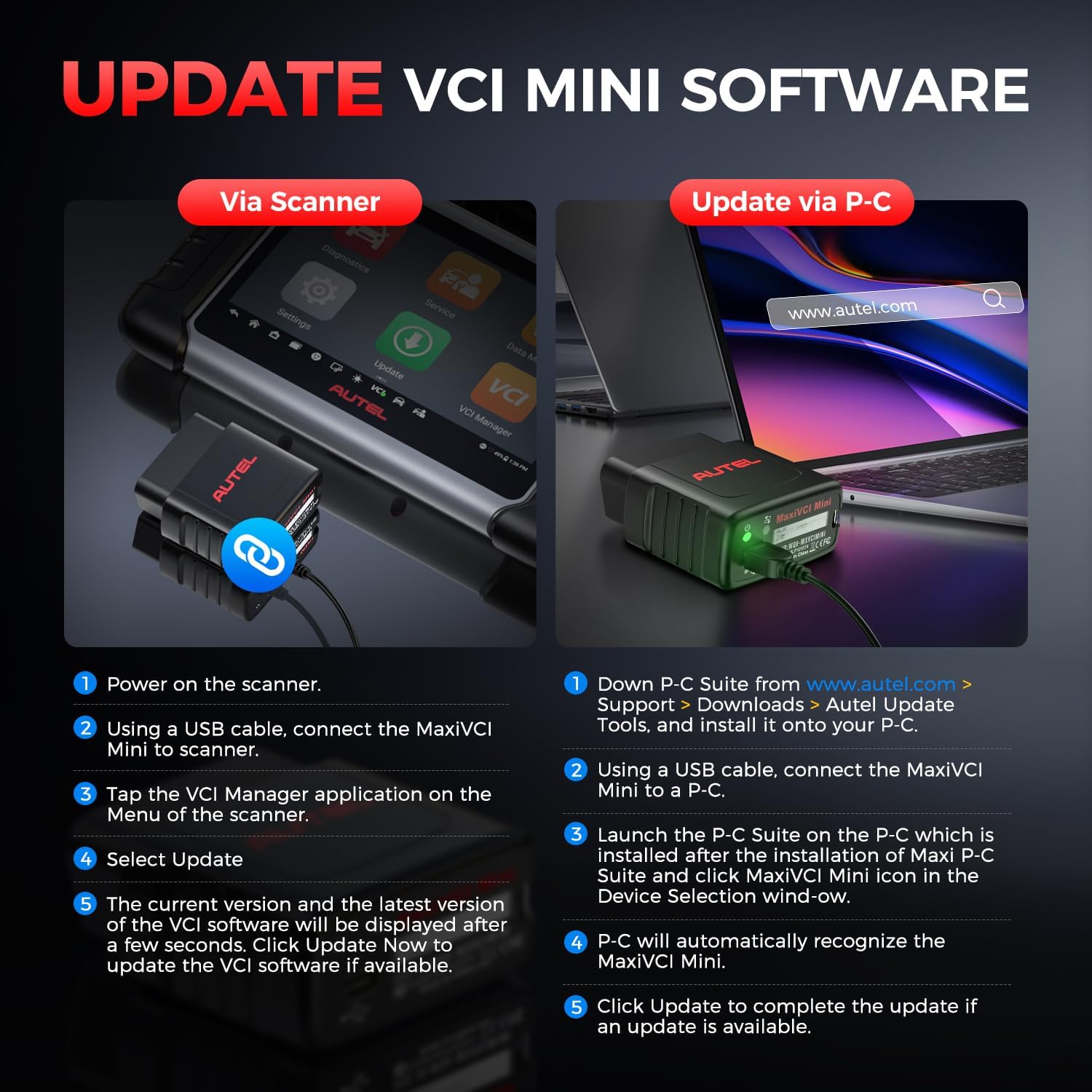 Autel MaxiSys MaxiVCI VCI Mini Bluetooth Diagnostic Interface, 2026 Vehicle Wireless Dongle, Work with Autel Scanner MaxiCOM MK808BT PRO MK808Z-BT MP808BT Pro MK808S-TS MX808S-TS MP808S-TS MK808TS