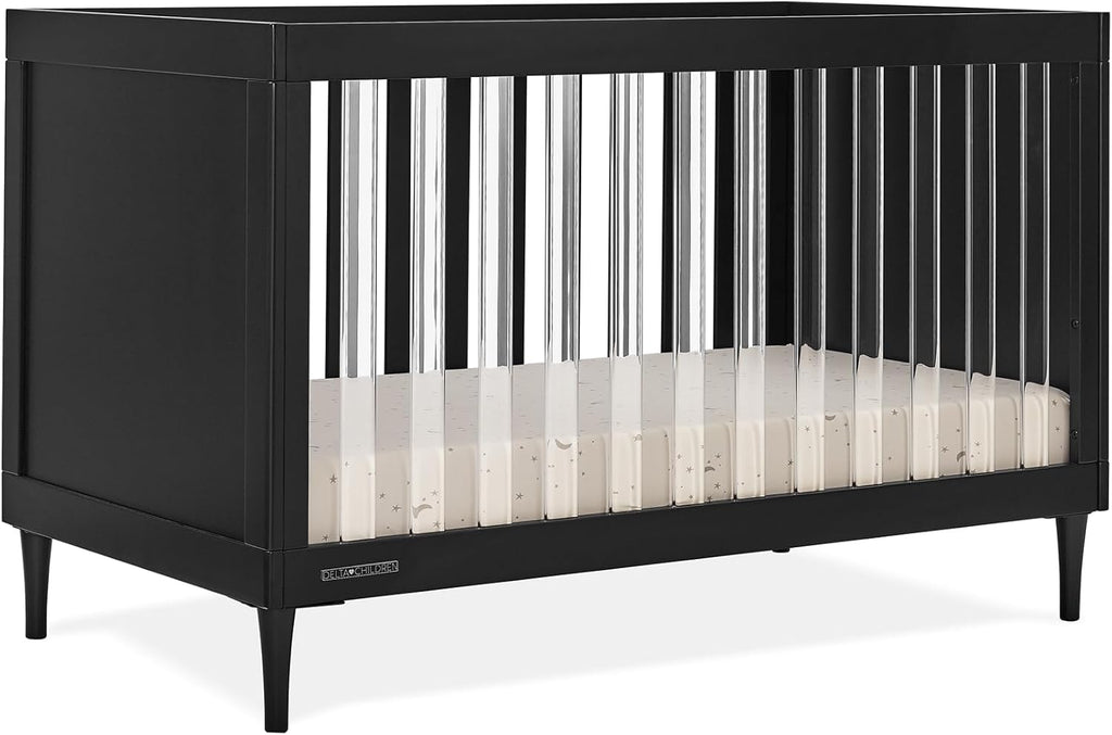 Delta Children Bowie 4-in-1 Convertible Acrylic Crib - Greenguard Gold Certified, Black Ebony