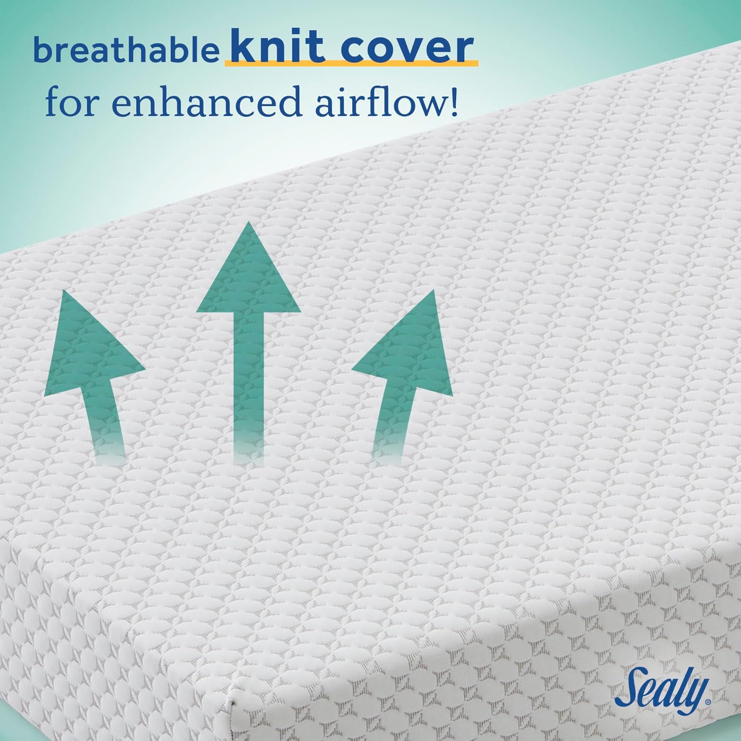Sealy Baby Refresh Breathable Crib Mattress, GREENGUARD Gold Certified, Made in USA, Removable Knit Cover, 2 Stage, Toddler Bed Fit, Safety & Quality Tested, 52x28