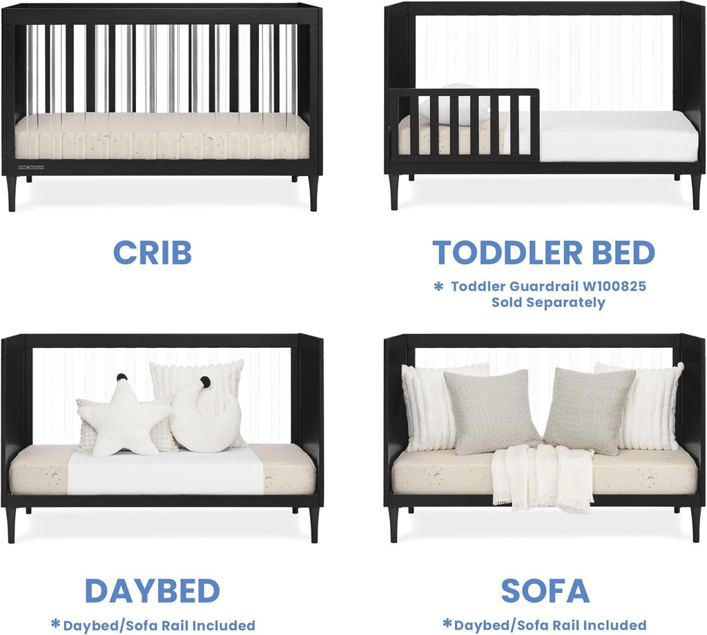 Delta Children Bowie 4-in-1 Convertible Acrylic Crib - Greenguard Gold Certified, Black Ebony