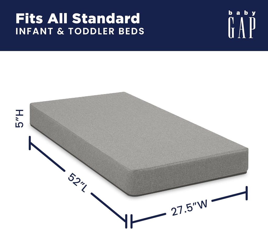 GAP babyGap TrueSleep 2-Stage Deluxe Crib and Toddler Mattress - Waterproof - GREENGUARD Gold Certified – Temperature Regulating – Moisture Wicking