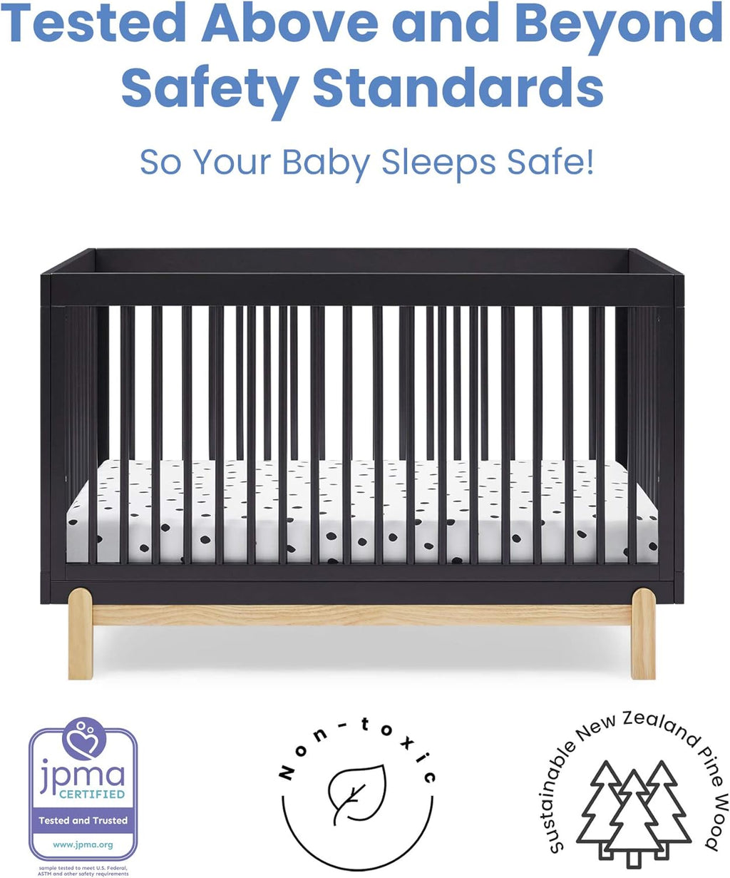 Delta Children Poppy 4-in-1 Convertible Crib, Greenguard Gold Certified, Midnight Grey/Natural