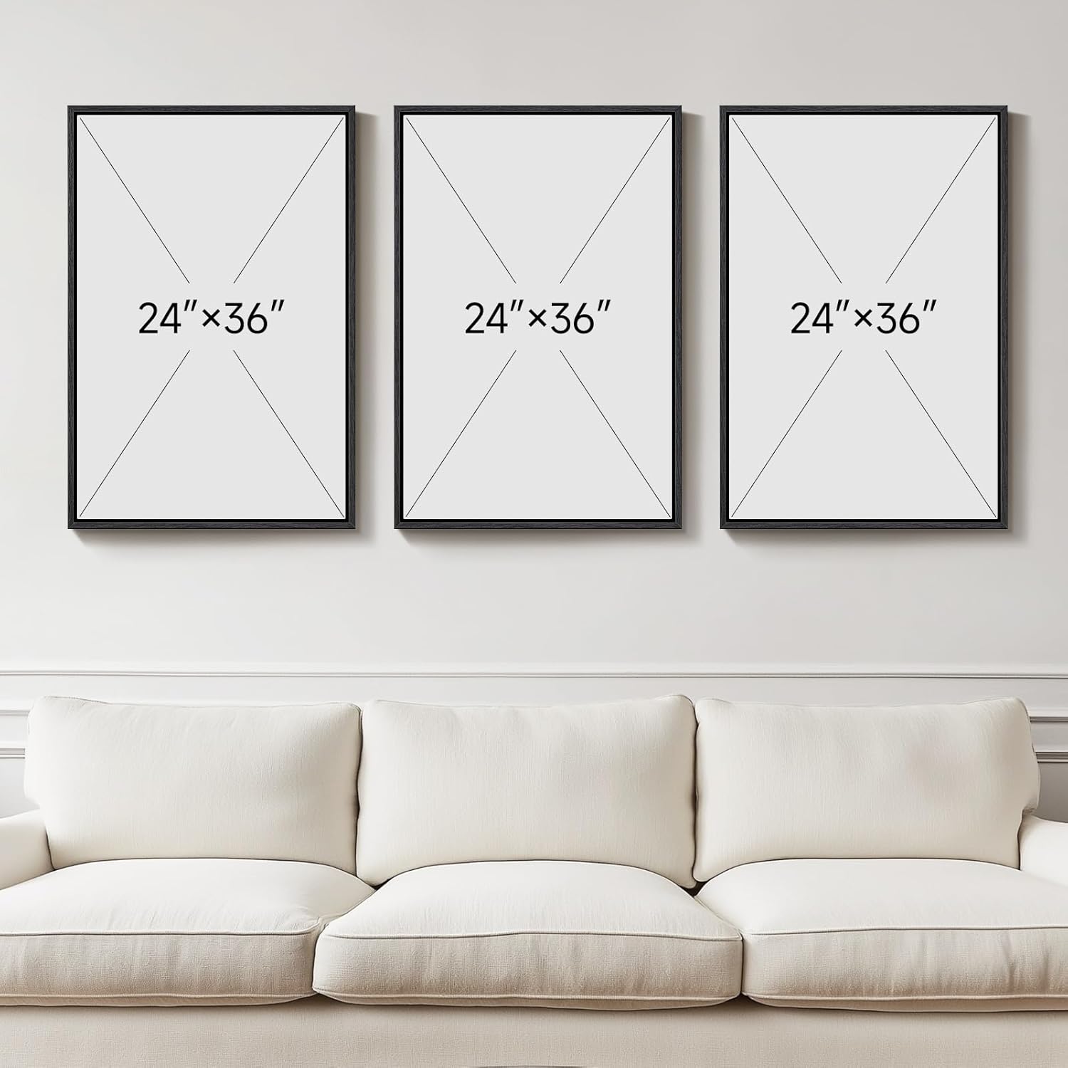 Large Framed Abstract Nature Landscape Wall Art for Living Room, Set of 3 Modern Canvas Prints Paintings Artwork for Walls, Green Lake Pictures for Hallway, Dining Room, Office Wall Decor 24x36 Inch
