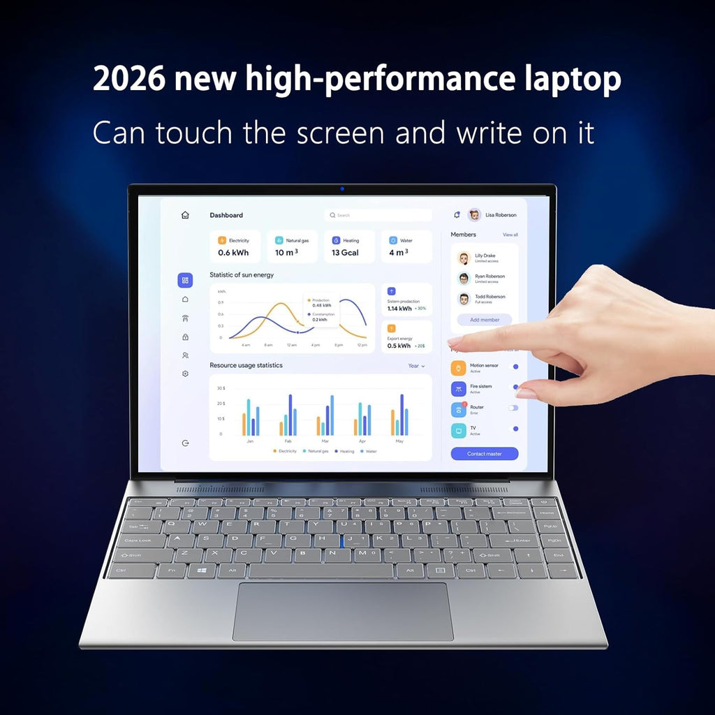 13.5-inch portable touchscreen laptop computer,16GB RAM,512GB SSD,3K (3000×2000) IPS,Celeron N95 processor up to 3.4 GHz,10000mAh battery,backlit keyboard,fingerprint unlocking,Windows 11,slim laptops