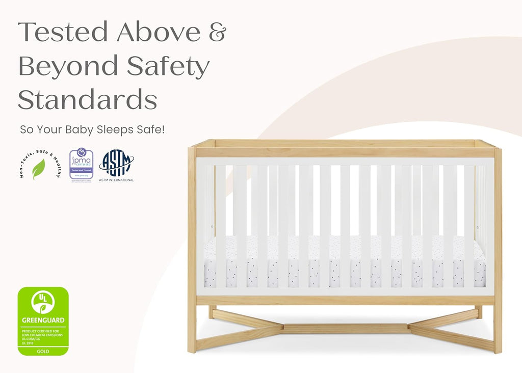 Delta Children Tribeca 4-in-1 Baby Convertible Crib, Bianca White/Natural