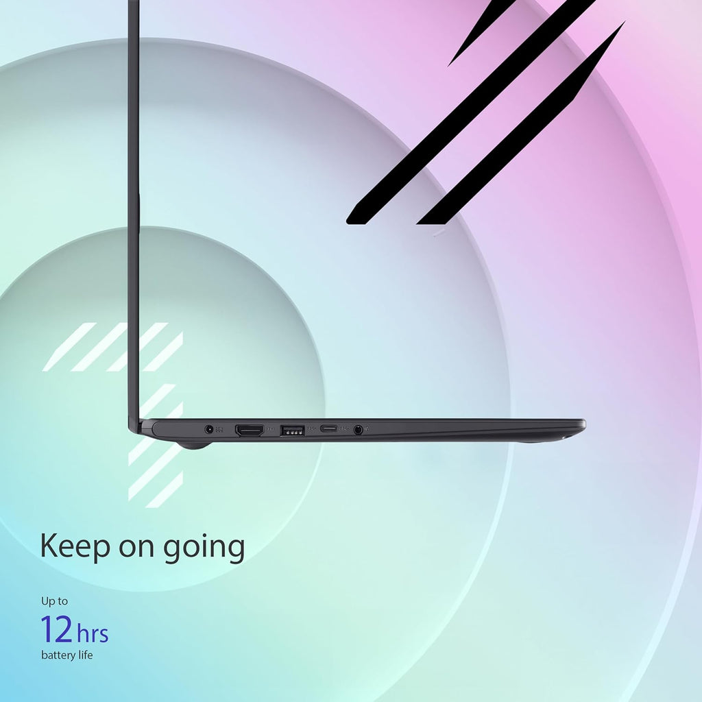 ASUS 15.6” Vivobook Go Slim Laptop, Thin & Portable for Student Study, Intel Dual Core N4500, 4GB RAM, 128GB SSD, Windows 11, Star Black, L510KA-ES04
