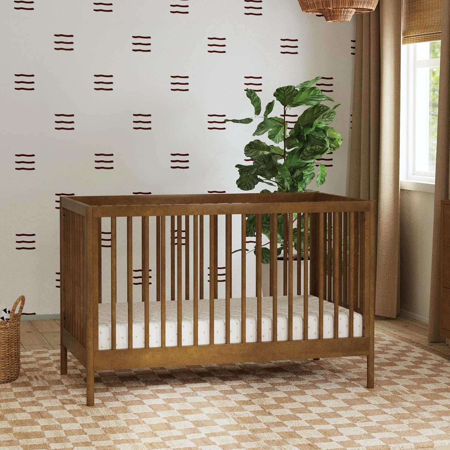 Davinci Birdie 3-in-1 Convertible Crib in Walnut, Converts from a Crib to a Toddler Bed and Day Bed, Easy to Assemble, Greenguard Gold Certified, 100% Solid Wood