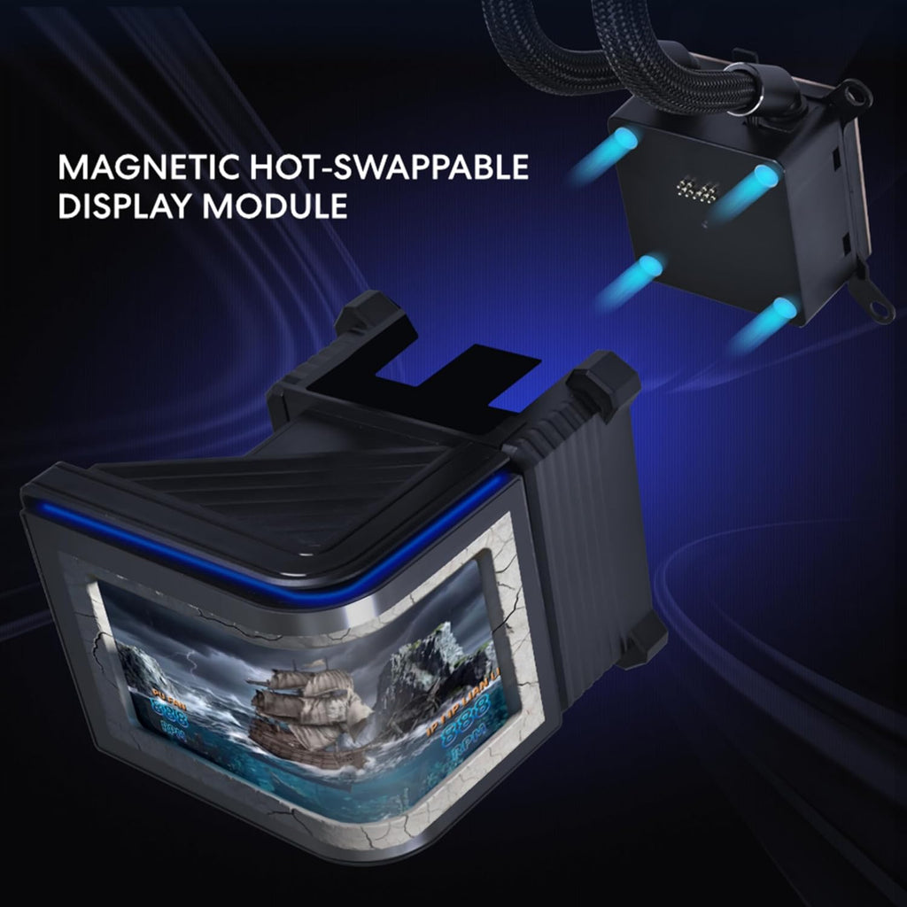 Lian Li Hydroshift II OLED Curved 360 Liquid CPU Cooler - Flexible Slide-Tube Clamp Coolant Pathway - Adjustable 6.67" 2K Screen - 3D Animation Effects - LGA 1851/1700, AMD AM5/4 - Black (HS2OLDC36NB)